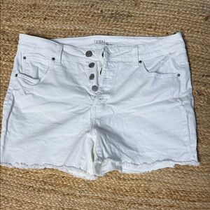 White Button Fly Jean Shorts for Women